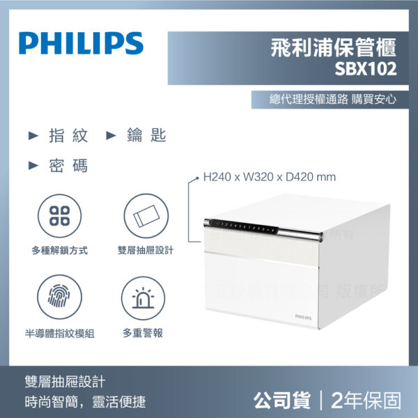 【飛利浦PHILIPS】Smart Safes保管櫃-SBX102